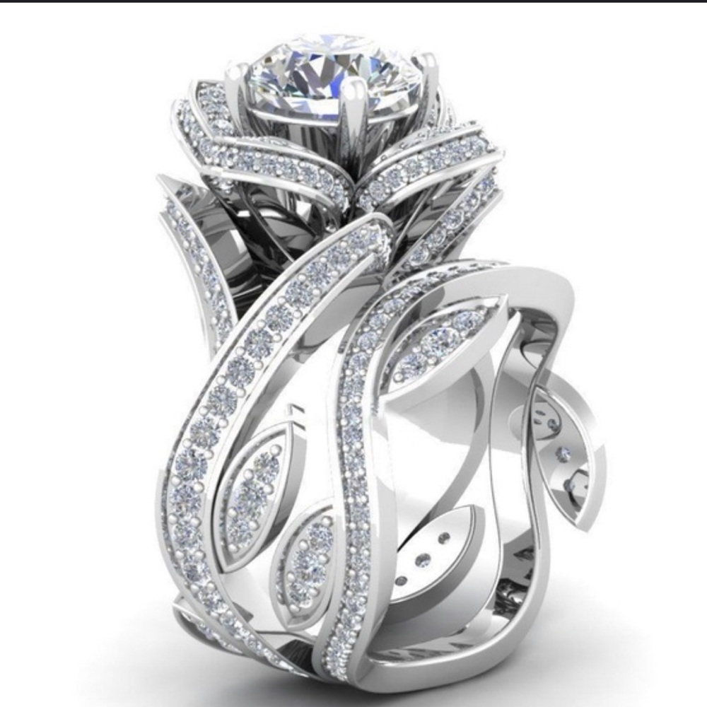 5.4 Ct. AAA Platinum Engagement Ring & Band - Picture 1 of 8